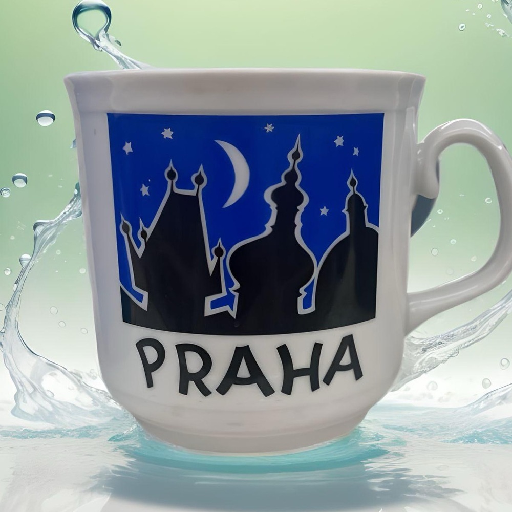 Vintage Coffee Mug Praha Ceska Republika Prague Czech Republic Half Heart Handle